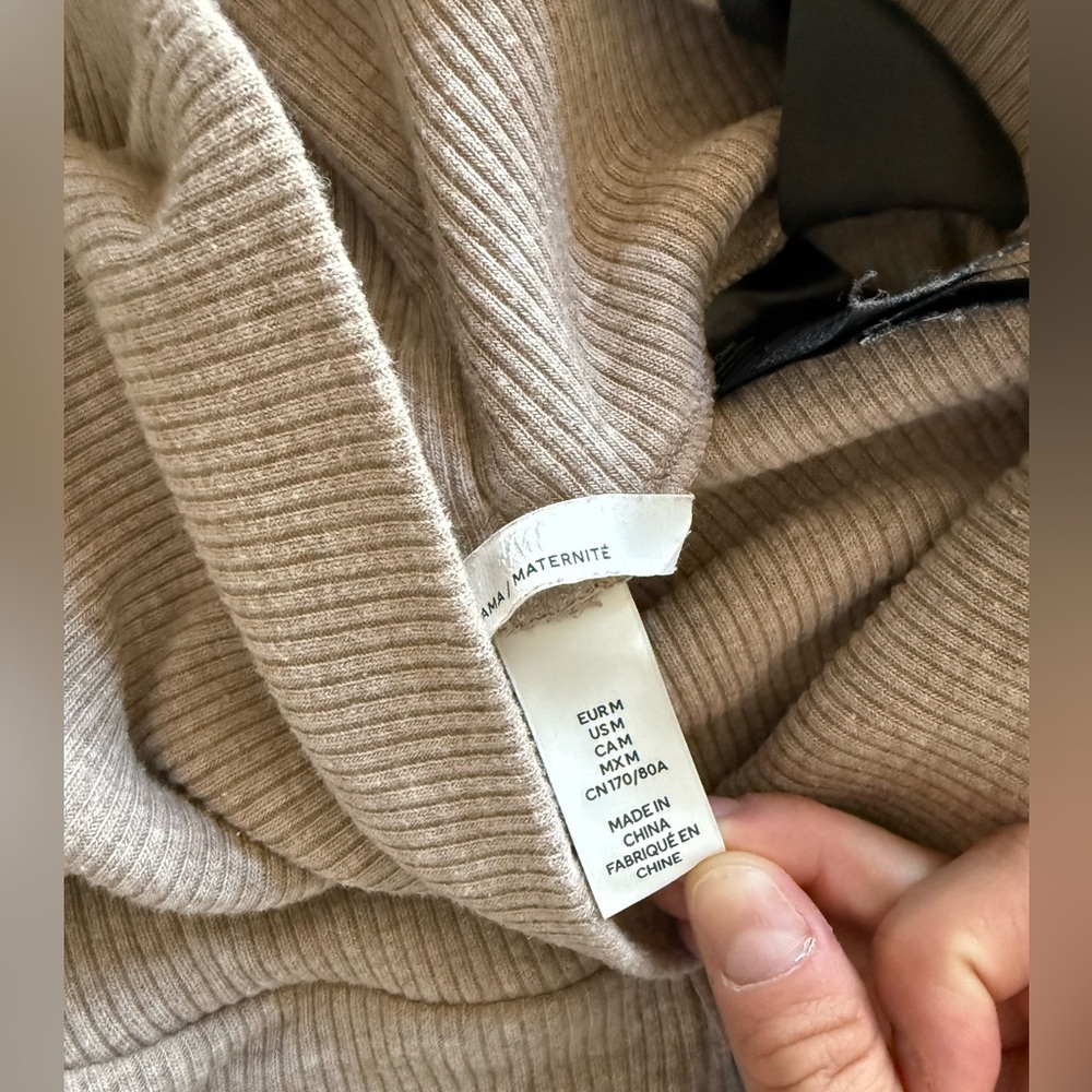 H&M Mama Maternity Women’s Light Beige Melange Before & After Ribbed Pants - Picture 15 of 16